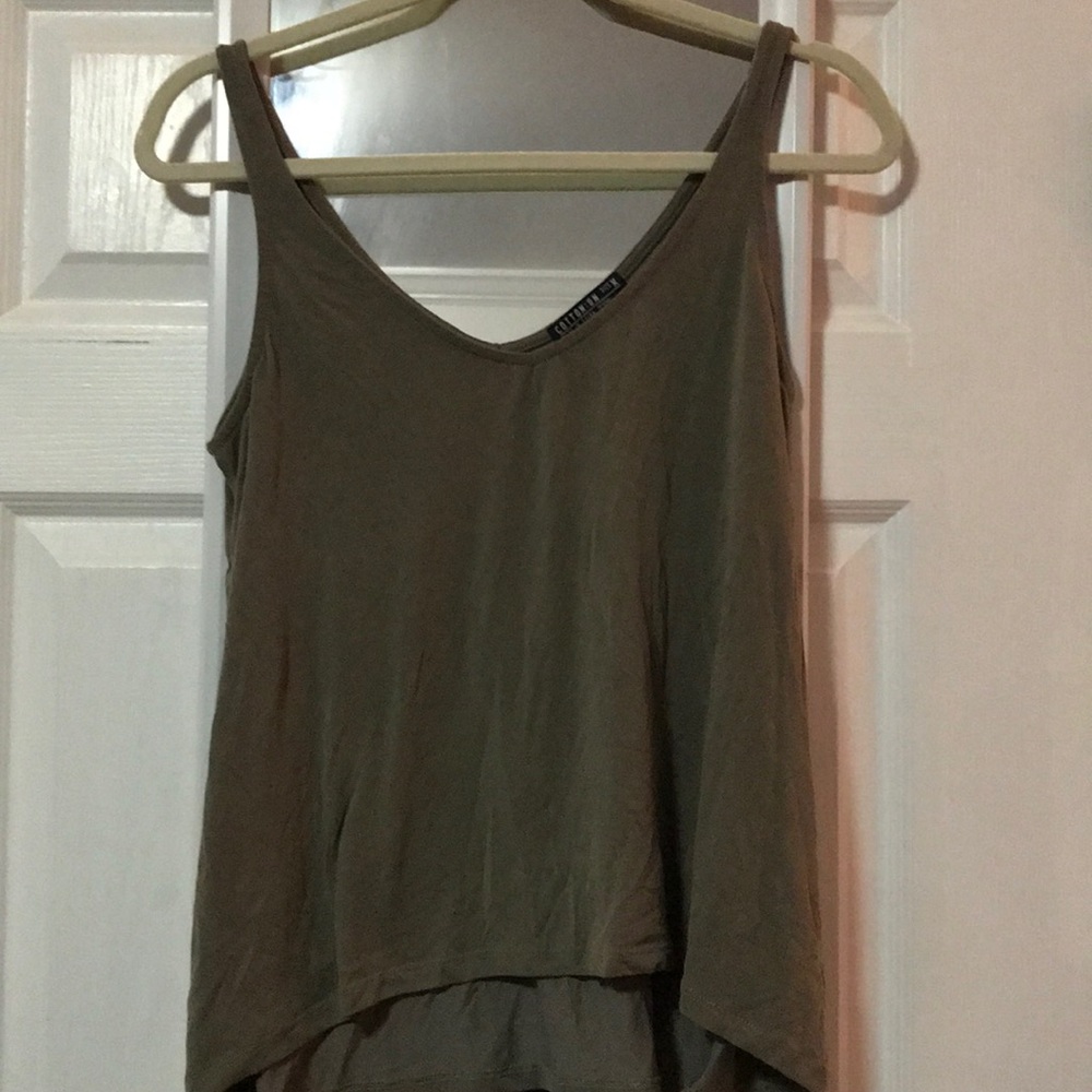 Army green flowy tank top